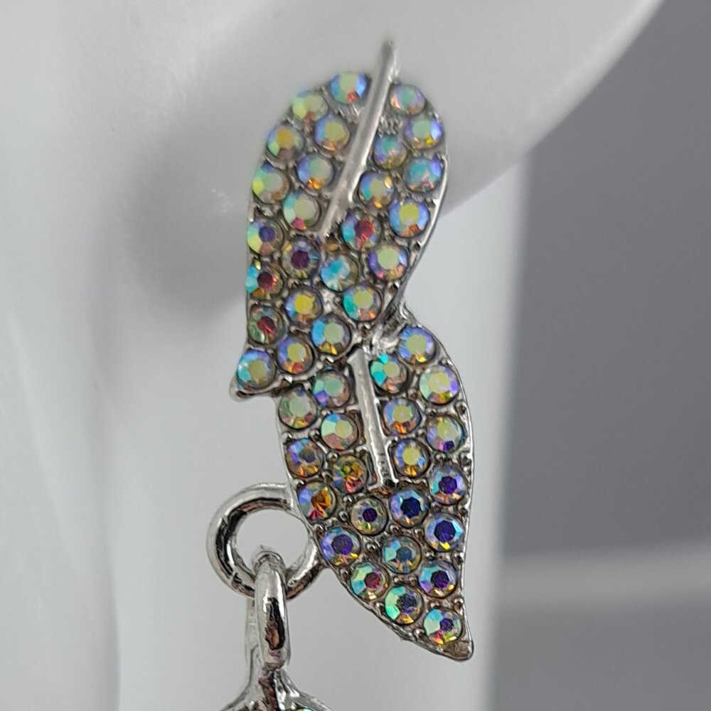 AB Gemstone Leaf Dangle Earrings - Picture 5 of 5